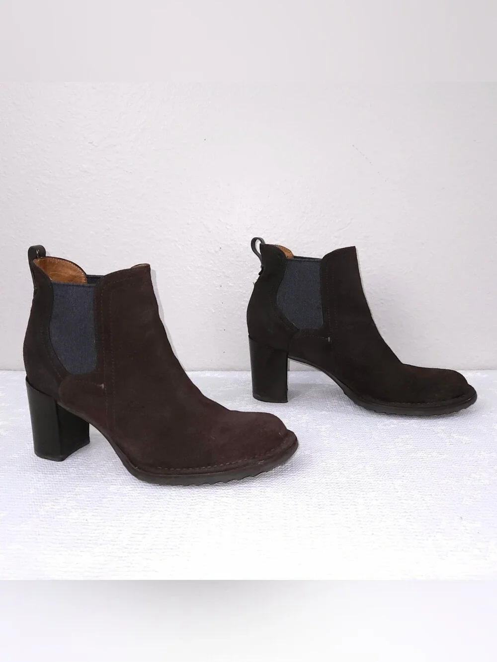 Alberto Fermani Chelsea Boots EU 40.5 Brown Pull-On Heeled Ankle Booties ITALY